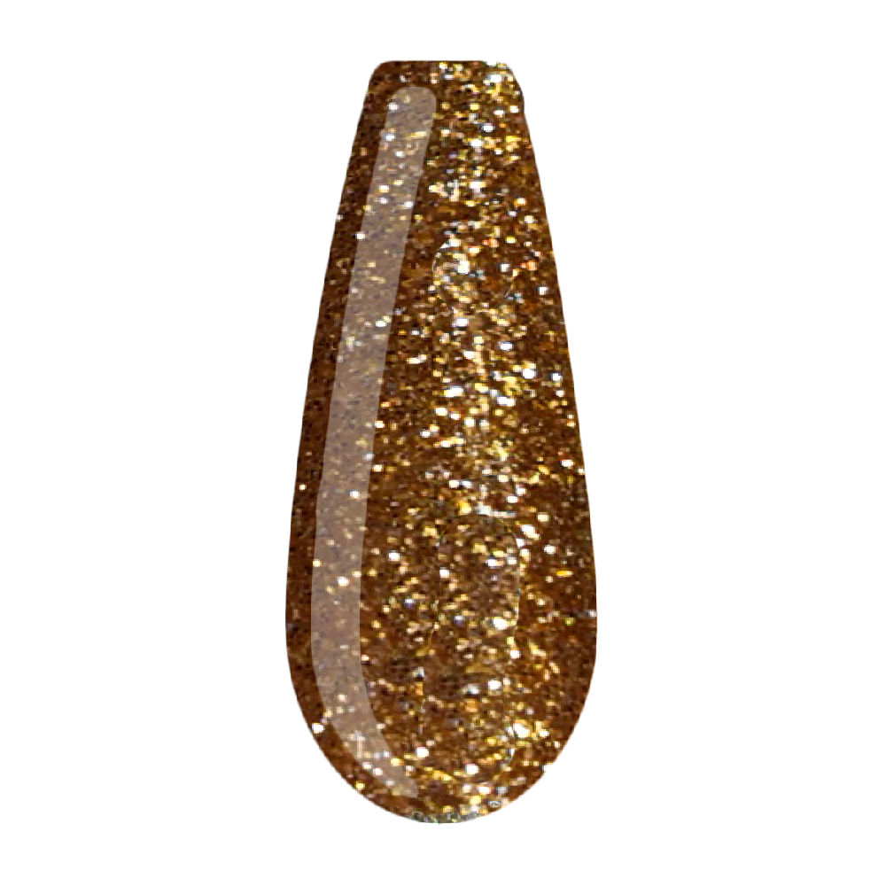 Beauty Label Acrylic Color Powder #11 in een sprankelende gouden kleur met glitter voor een luxe nagelstyling.