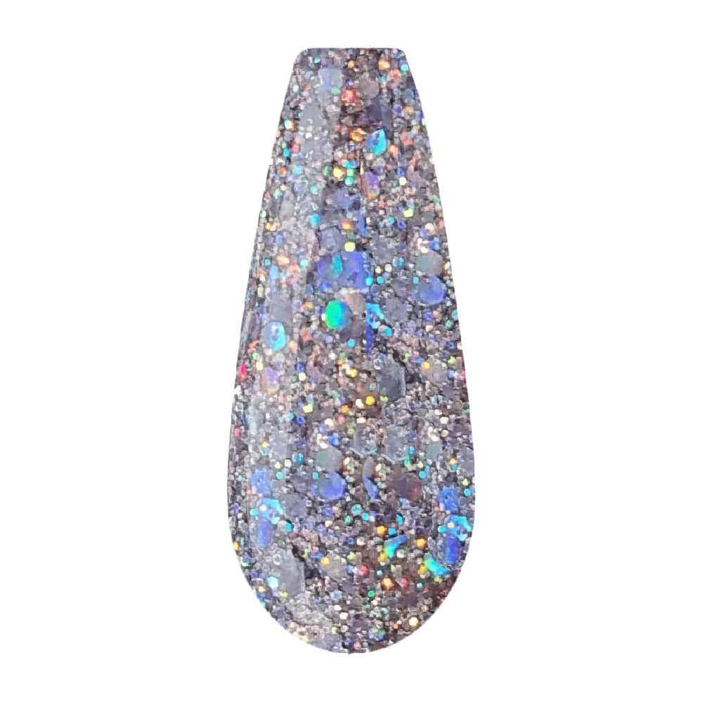 Beauty Label Acrylic Color Powder #70 in paarse kleur met paarse glitter, ideaal voor een glamourous en glinsterende nagellook.