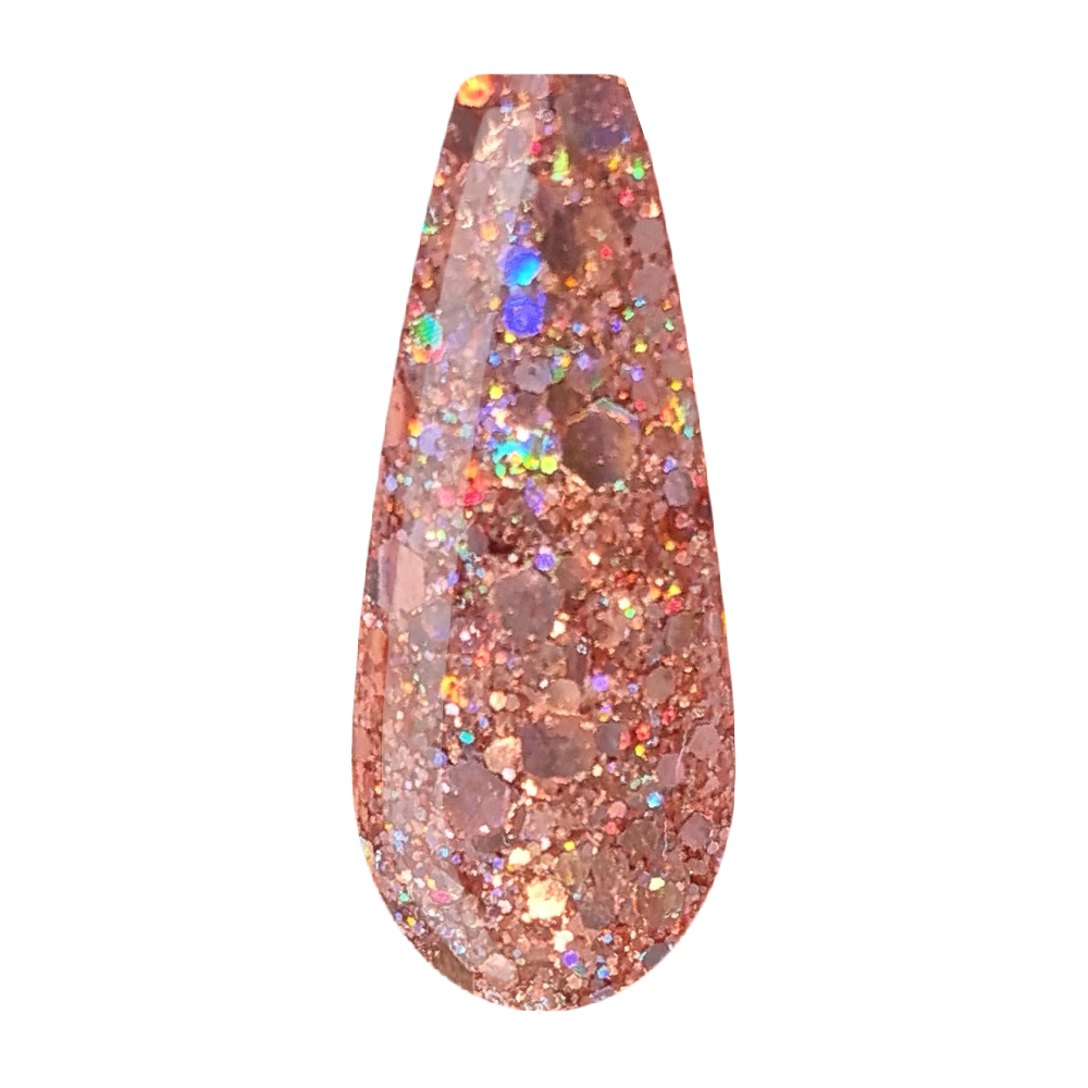 Beauty Label Acrylic Color Powder #72 in licht roze kleur met roze glitter, ideaal voor een subtiele en glinsterende nagelstyling.