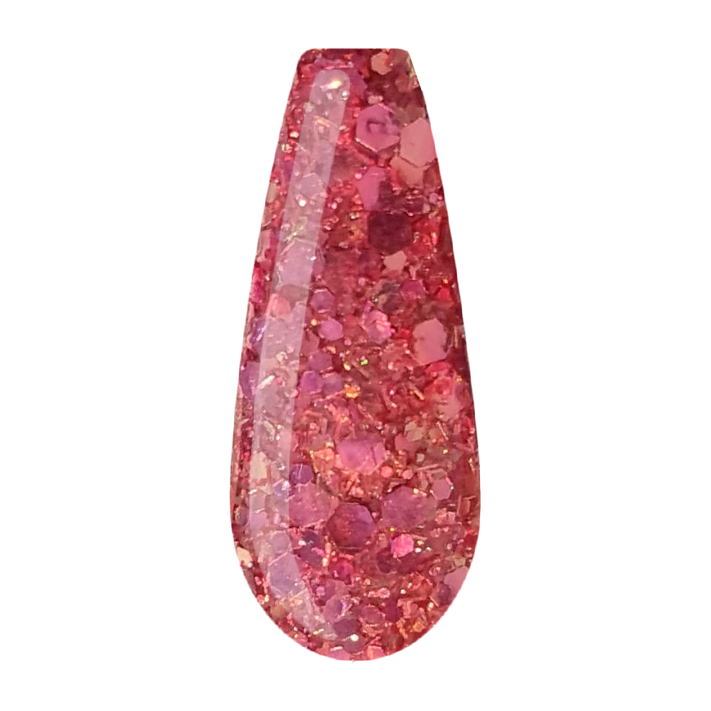 Beauty Label Acrylic Color Powder #79 in een roze kleur met roze glitter, perfect voor een glinsterende roze nagellook.