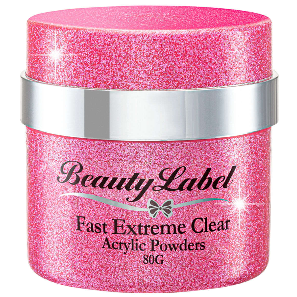 Beauty Label Acrylic Powder - Fast Extreme Clear, een heldere acrylpoeder met een snelle uitharding, perfect voor duurzame en glanzende nagels.