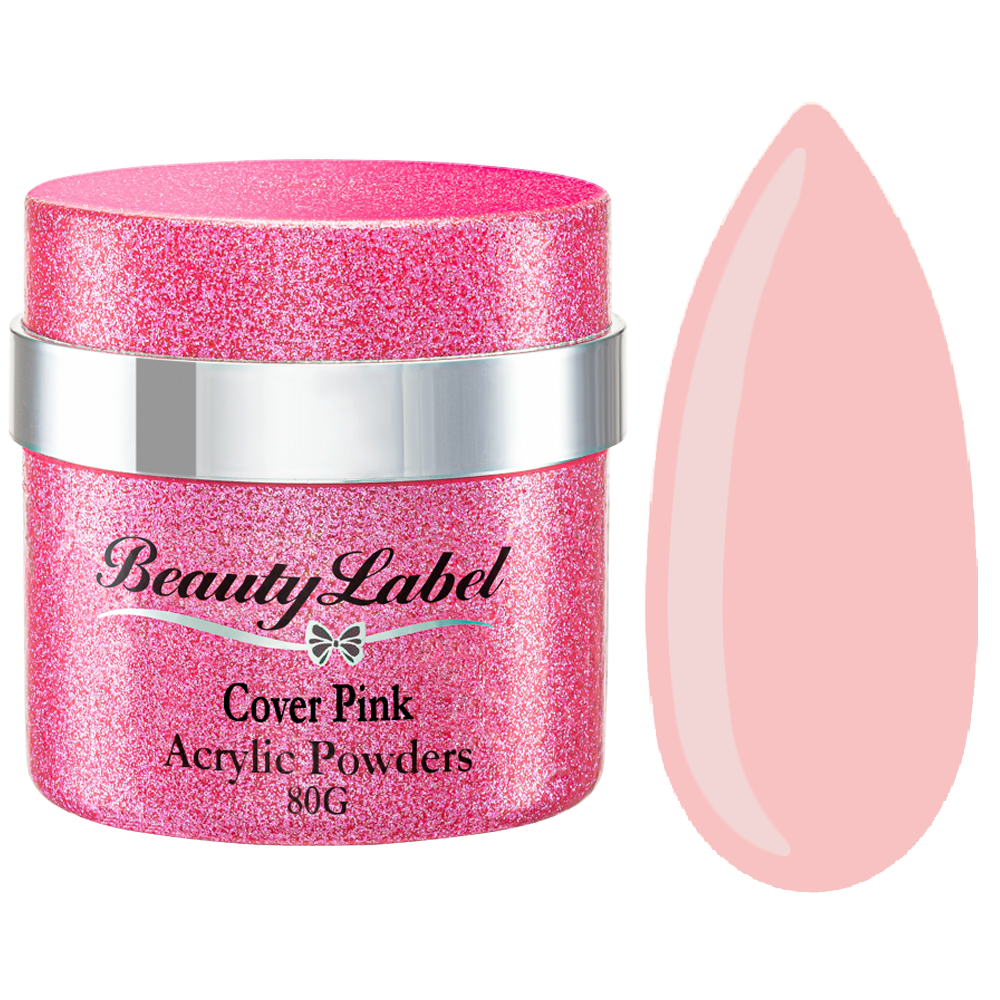 Beauty Label Acrylic Powders - Cover Pink, een roze acrylpoeder voor het creëren van een natuurlijke, dekkende nagelbasis met een zachte, subtiele tint.
