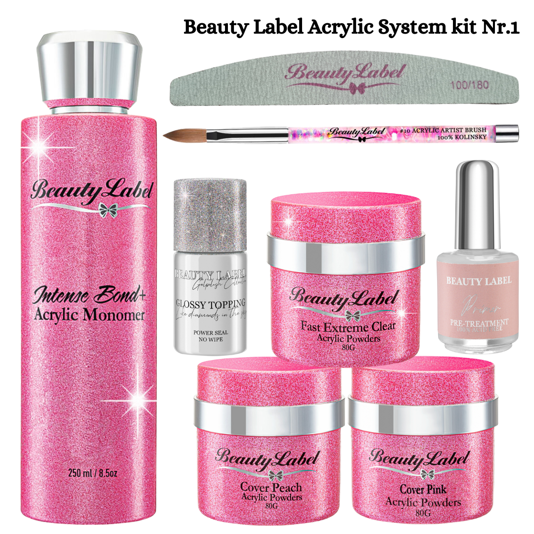 Beauty Label Acrylic System Kit Nr.1, complete acryl nagel set voor professionele en thuisgebruikers