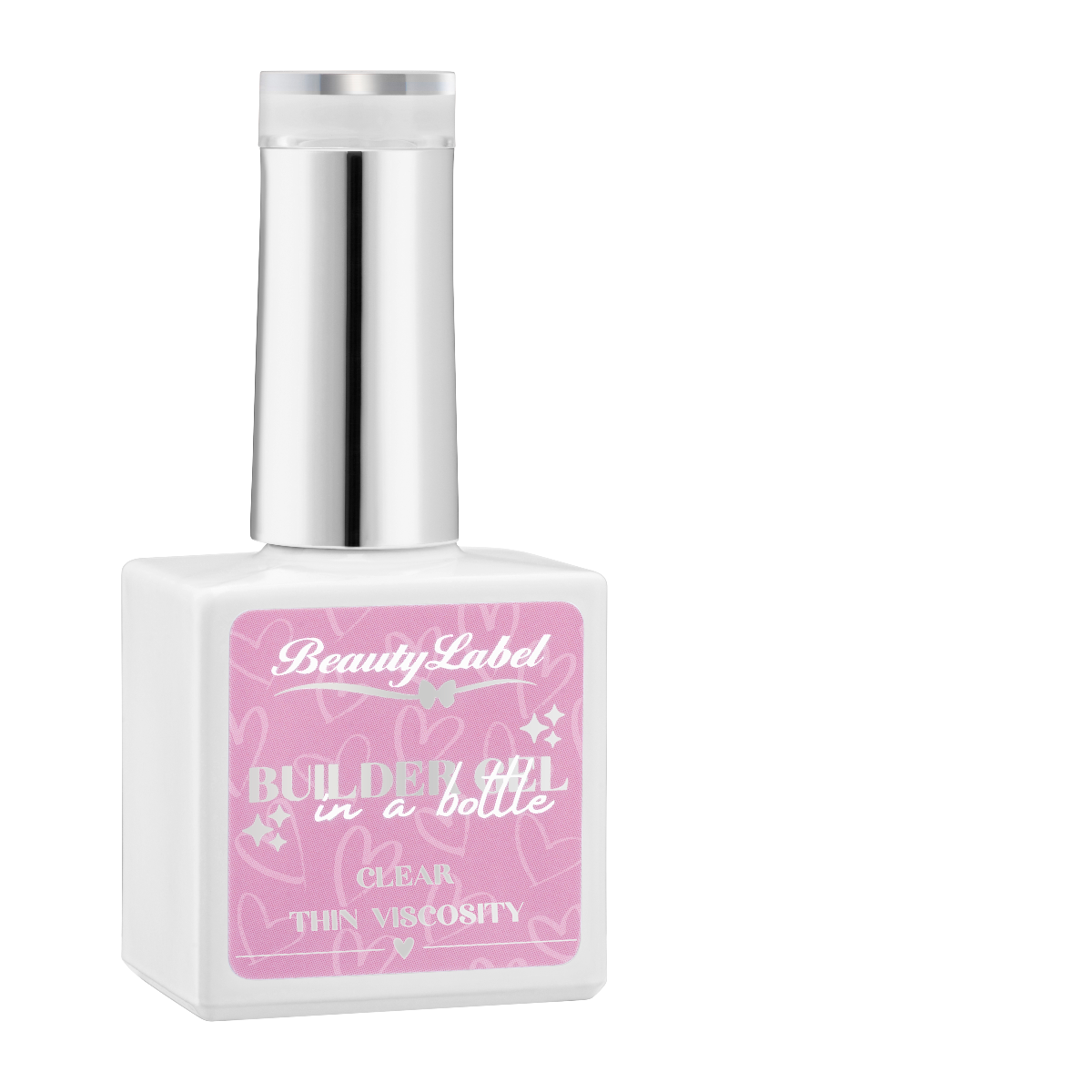 Beauty Label Builder in a Bottle Clear met dunne viscositeit voor een natuurlijke, soepele nagelopbouw