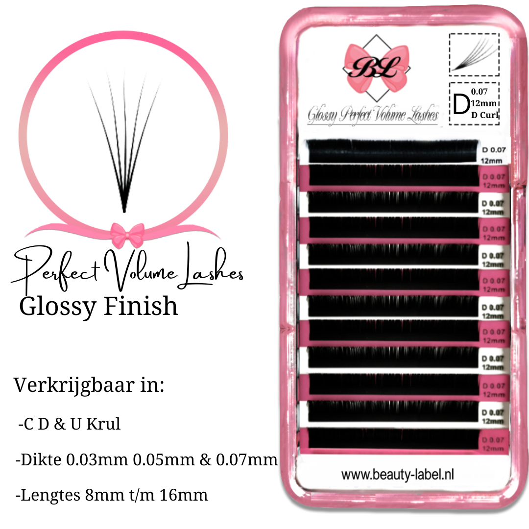 eauty Label Glossy Perfect Volume D Krul Wimperextensions – Glanzende, superzwarte volume wimpers met D-krul voor een volle, gelifte wimperlook. Gemaakt van topkwaliteit en eenvoudig te waaieren.