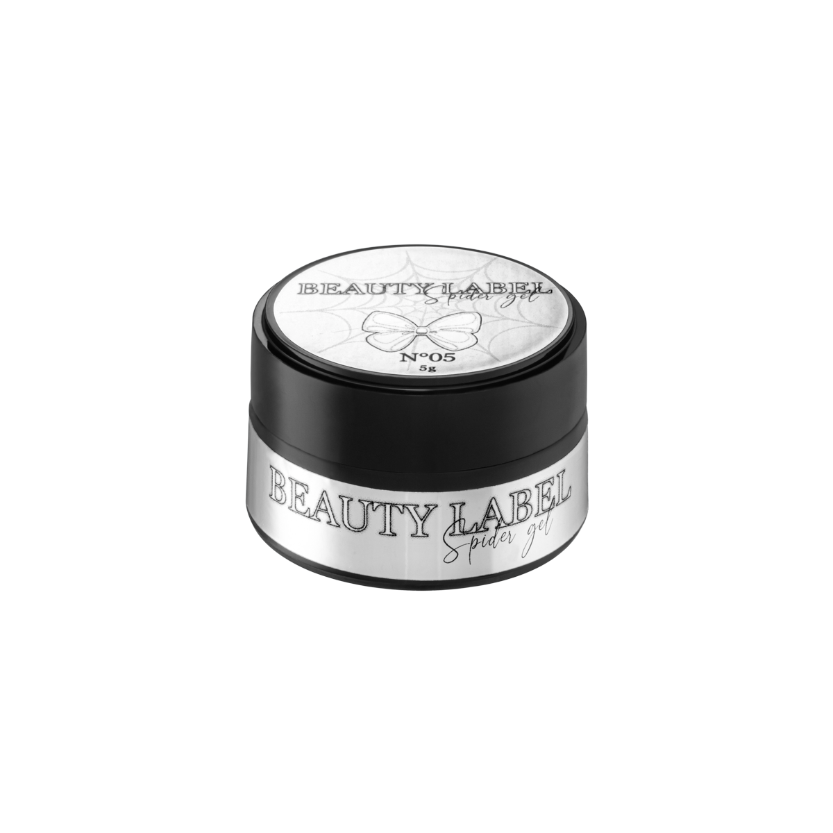 Beauty Label Spider Gel No.5 Ultra Wit, elastische nail art gel in een heldere witte kleur voor strakke lijnen en creatieve designs.