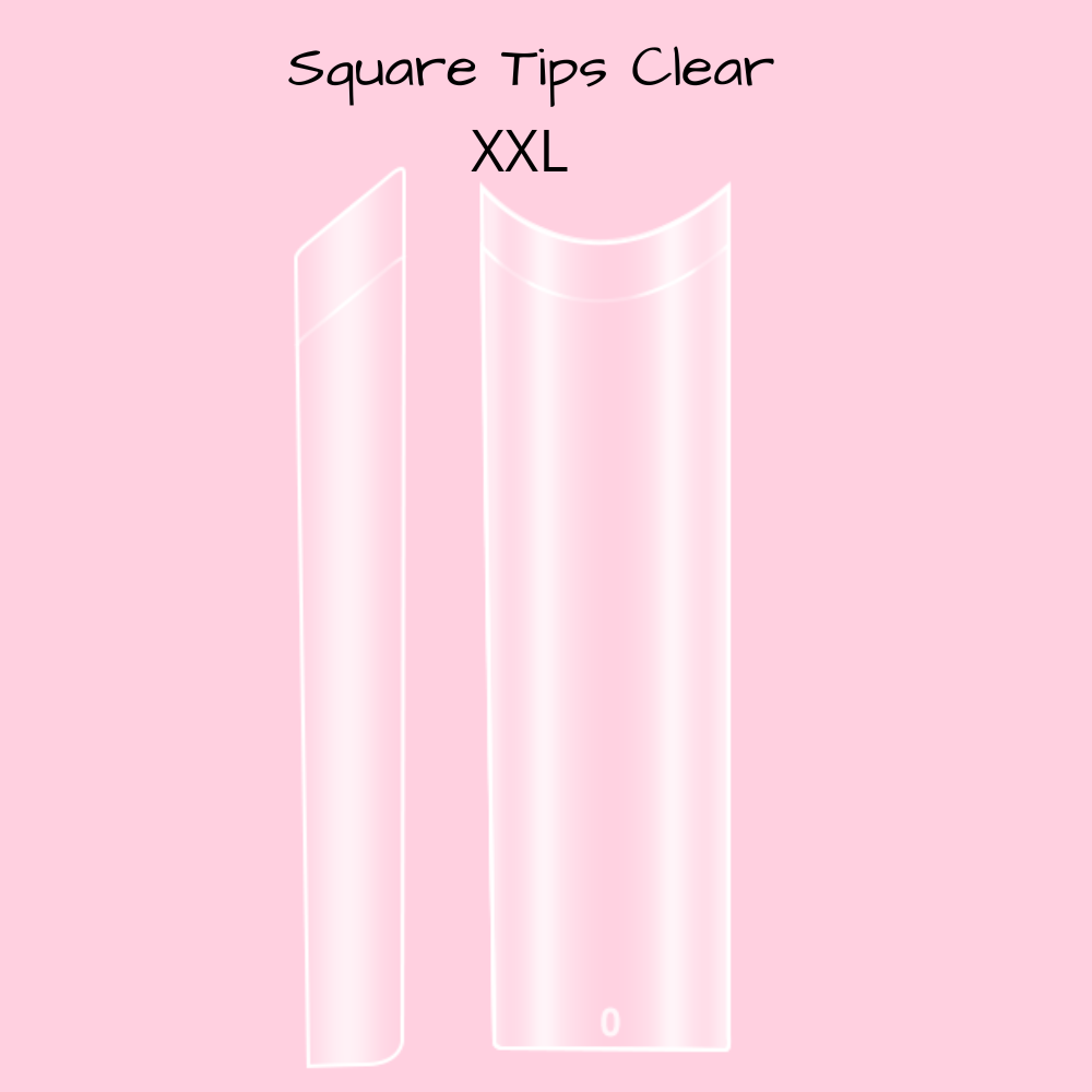 BL Square Tips Half Cover Clear – XXL – Transparante vierkante nageltips voor nagelstylisten, perfect voor stevige nagelverlengingen met acryl of gel.