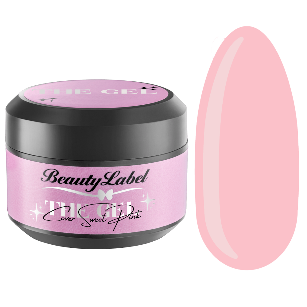 Beauty Label Builder Gel - Cover Sweet Pink, een zachte roze builder gel perfect voor natuurlijke nagelbedden en babyboom nagels.