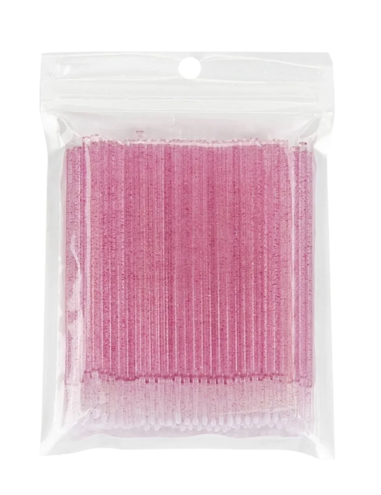 Roze glitter microbrushes (100 stuks in een zakje)