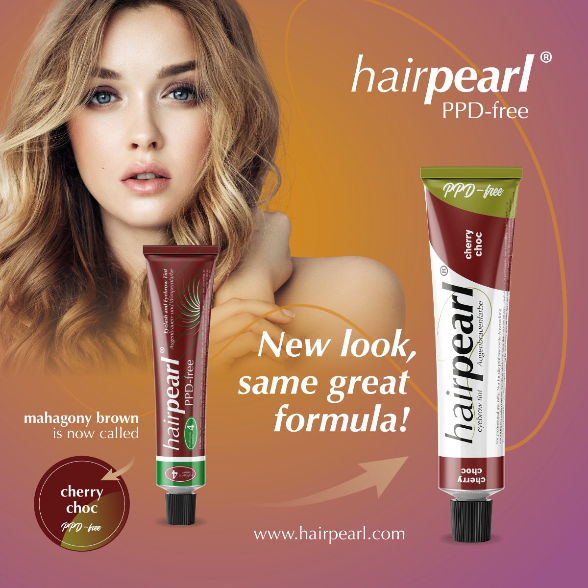 Hairpearl PPD free Eyebrow Tint - Cherry Choc - Mahogany Brown