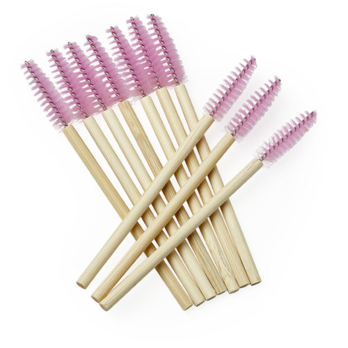 Bamboe Mascara borsteltjes Roze (25 stuks)