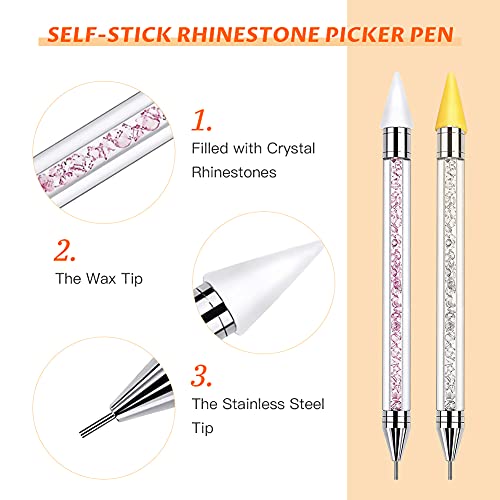 2 in 1 Rhinestone Pen / Wax Pencil - 2 stuks in Metal Case (white & pink)