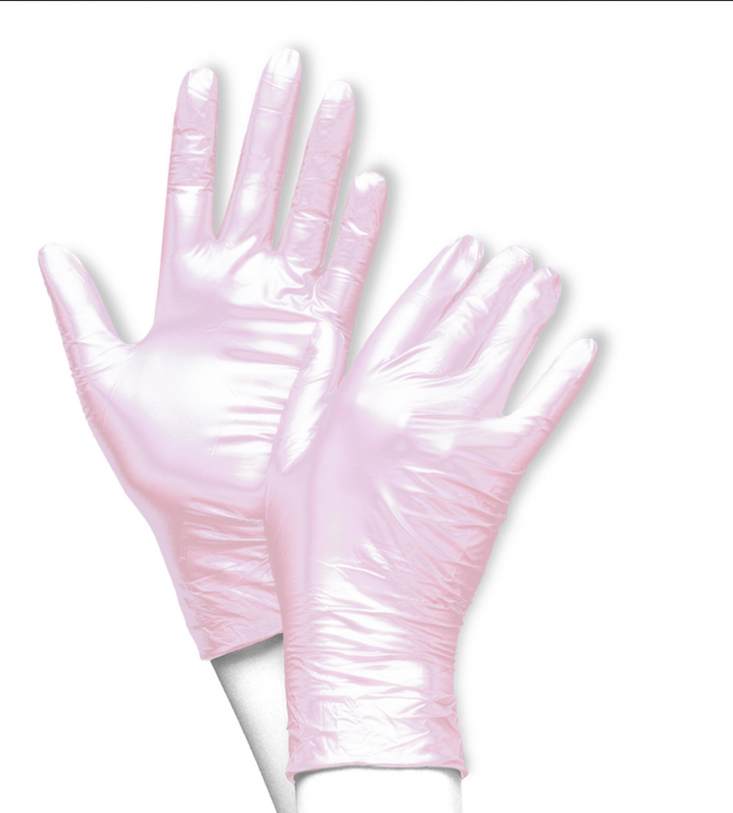 Zachtroze Unigloves Fancy Rose nitril handschoenen – comfortabel, poedervrij en perfect voor nagelstylisten en andere beautyprofessionals.