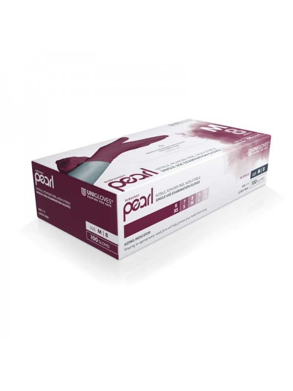 Unigloves Handschoenen Nitrile, Powder Free  Burgundy Pearl 100 Stuks